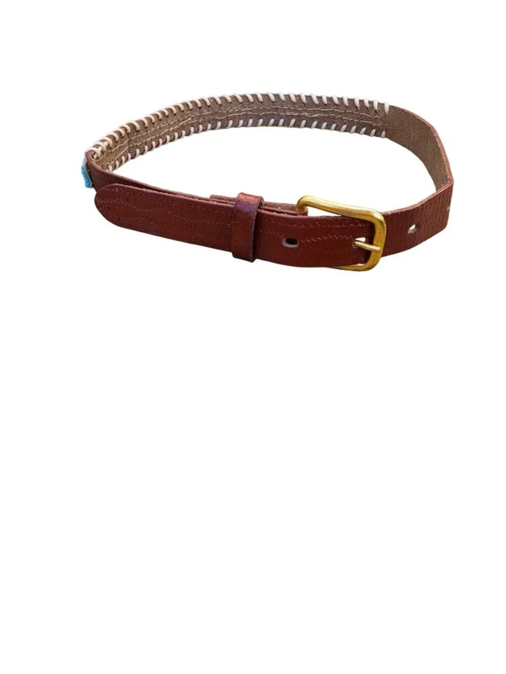 Vintage Kids Beaded Leather Western Belt Thunderbird Size 22 Southwestern